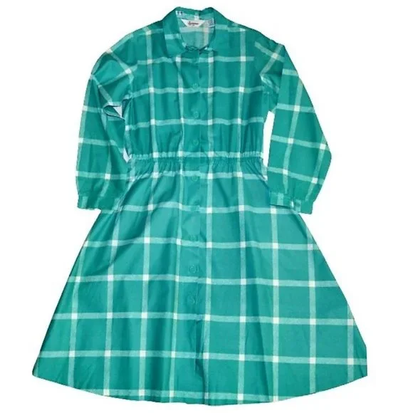 sears green dress Retro Green and White Sears Brand Shift Dress Size M